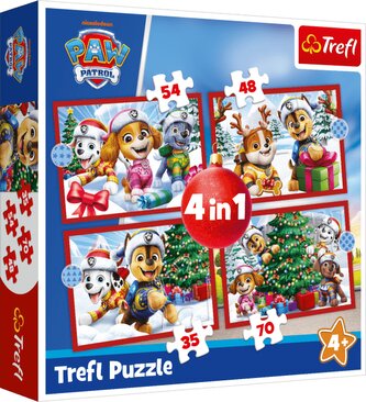 Trefl Puzzle 4v1 Paw Patrol Vánoce, věk: 4+