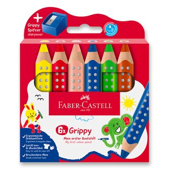 Pastelka Faber-Castell Grippy - 6 barev, ořezávátko