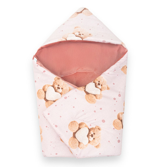 Zateplená zavinovačka do autosedačky New Baby Love Teddy Bear pink