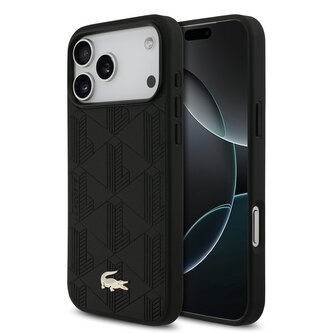 Lacoste PU Nomogramme Gold Logo MagSafe Zadní Kryt pro iPhone 17 Pro Max Black