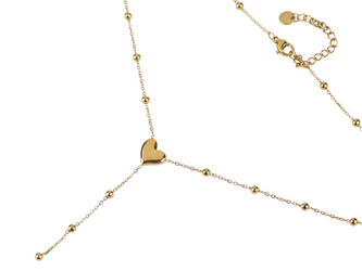 Náhrdelník z nerezové oceli srdce - 1 ks - 2 zlatá