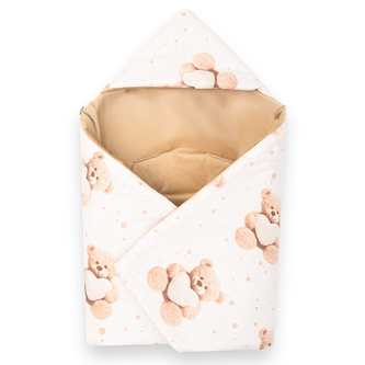 Zateplená zavinovačka do autosedačky New Baby Love Teddy Bear beige