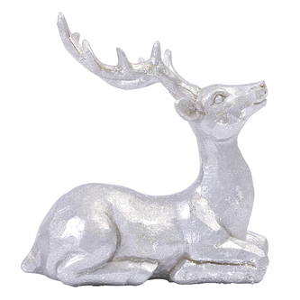 FIGURKA RENIFER Z POLIRESINGU 8,5X5X8 CM W ODCIENIU SREBRA