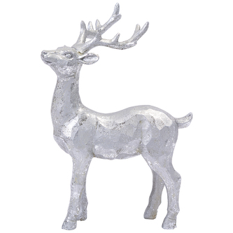 FIGURKA RENIFER Z POLIRESINGU 10X5X14,5 CM W ODCIENIU SREBRA