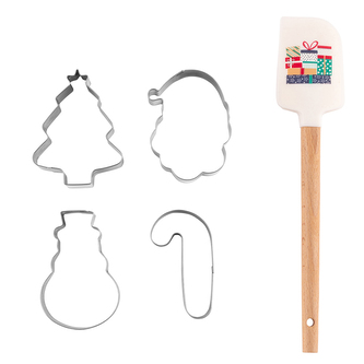 KPL. 5 EL. DO PIECZENIA (SZPATUŁKA, WYKRAWACZE: CHOINKA, LASKA, BAŁWANEK, MIKOŁAJ)