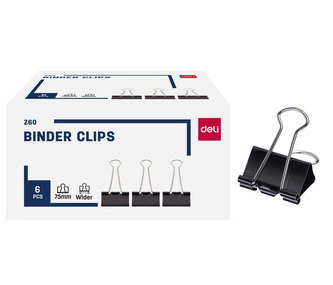 Binder clip 75mm, 6ks DELI EZ60