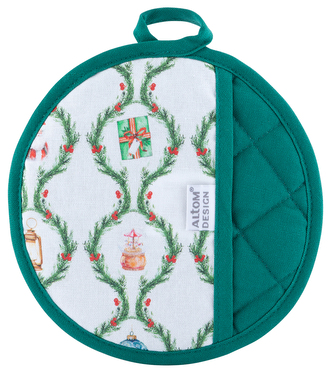 ŚWIĄTECZNA GIRLANDA ŁAPKA KUCHENNA ŚR. 18 CM 100% BAWEŁNA