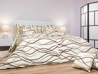 Povlečení bavlna Vlny hnědé na banánovém 140x200, 70x90 cm II.jakost