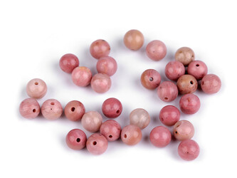 Rodonit, minerální korálky Ø6 mm - 57 ks - růžová