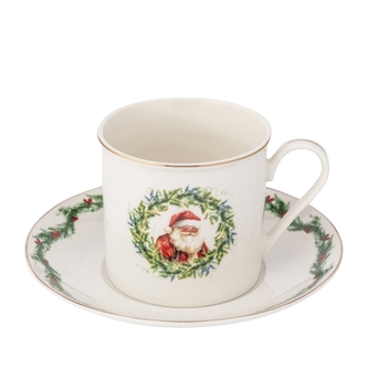 ŚWIĄTECZNA GIRLANDA FILIŻANKA ZE SPODKIEM NBC 220 ML W OPASCE