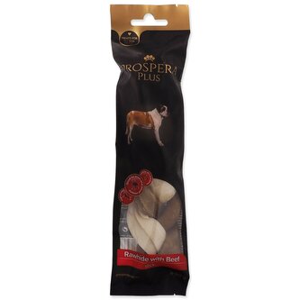 Pochoutka Prospera Plus Surová kůže s hovězím pletená tyčinka 1ks 17,5cm