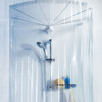 Spirella sprchový závěs pro kruhový držák OMBRELLA, průhledný, 200 x 170 cm, PEVA