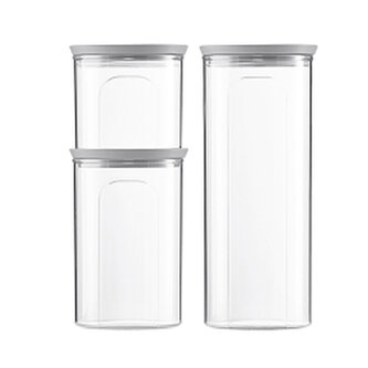 Sada 3 kulatých dóz Tosca, transparetní/šedé