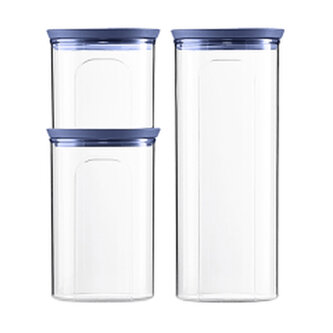 Sada 3 kulatých dóz Tosca, transparetní/modré