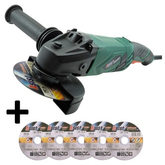 AE3U120DN-2-SAD Úhlová bruska s regulací 1200 W, 125 mm + 5x kotouč ZDARMA