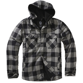 Bunda Brandit Lumberjacket Hooded - černá-šedá, S