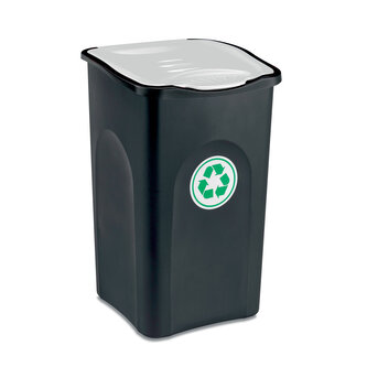 Odpadkový koš na tříděný odpad ECOGREEN 50 l, černý/bílé víko