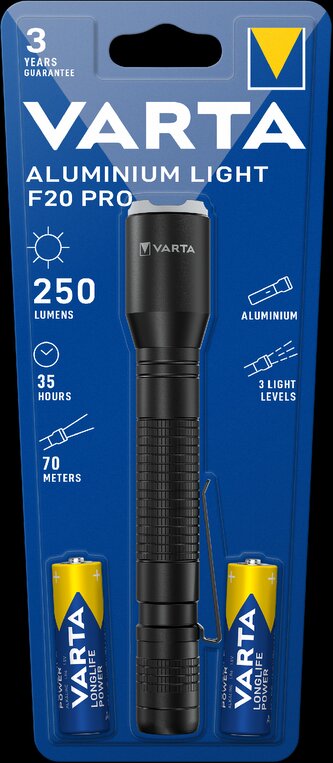 LED svítilna VARTA Aluminium Light F20 Pro 2 AA včetně baterií