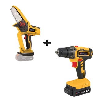 AKU GANG AE4P20A-SAD AKU sada - vrtačka + řetězová pila 20 V, 1,5 Ah (poškozený obal)