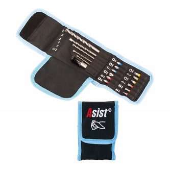 Sada vrtáků do betonu a zdiva 18ks + úložná taška se sponou na opasek (poškozený obal)