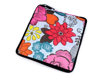 Skládací nákupní taška se zipem pevná 38x44 cm - 1 ks - 28 modrá ledová květy