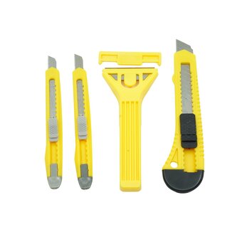 Sada nožů 3ks + škrabka na samolepky/fólie s krytkou