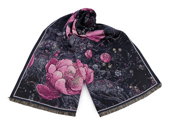 Šátek / šála / pléd typu kašmír 70x185 cm - 1 ks - 12 modrá temná