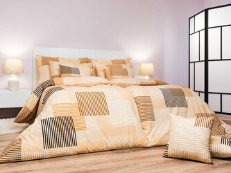 Povlečení bavlna Patrik béžový 140x200, 70x90 cm II.jakost