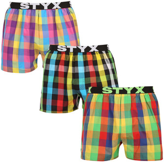 3PACK pánské trenky Styx sportovní guma vícebarevné (3B010406) XL