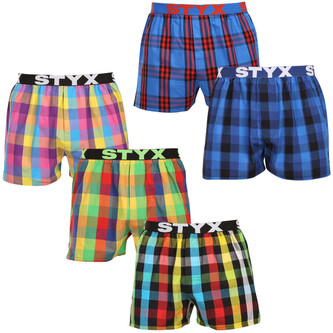 5PACK pánské trenky Styx sportovní guma vícebarevné (5B0112356) M