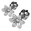 ZB5349-C Stříbrné náušnice šroubovací - kytičky, čiré zirkony - květiny