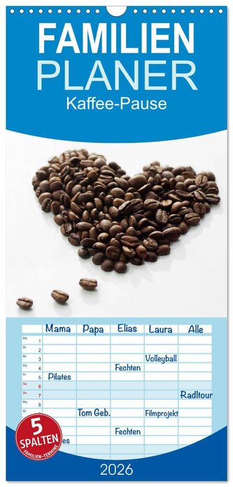 Familienplaner 2026 - Kaffee-Pause Terminkalender mit 5 Spalten (Wandkalender, 21 x 45 cm) CALVENDO