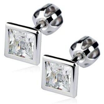 ZB53308 Stříbrné náušnice šroubovací - čtverečky 5,5 mm