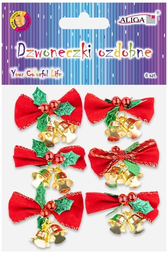 Dzwoneczki ozdobne z kokardką 25x45cm op.6szt. DZW-2967, Aliga