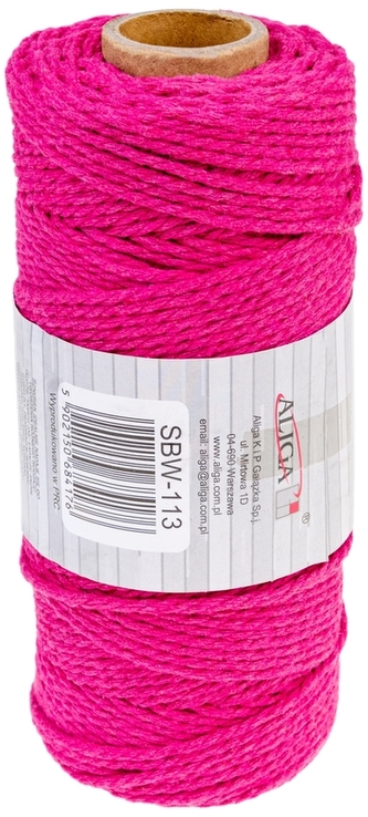 Sznurek bawełniany 3mm x 100m ciemnoróżowy SBW-113,splot 21 nitek, Aliga