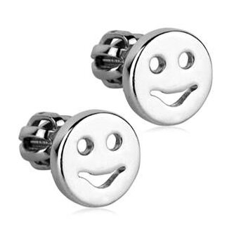 ZB3841 Stříbrné náušnice šroubovací - smajlíci