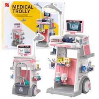 Zestaw doktor wózek medyczny różowy 26el
