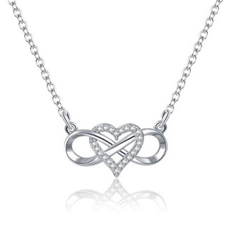ZB87700 Stříbrný řetízek - srdíčko a nekonečno - srdce