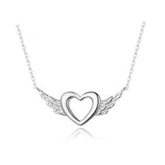 ZB87021 Stříbrný náhrdelník okřídlené srdce