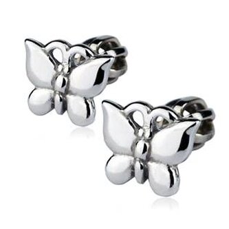 ZB3890 Stříbrné náušnice šroubovací - motýlci