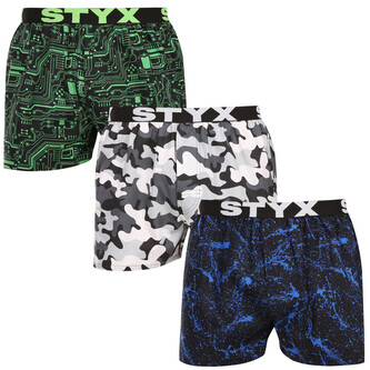 3PACK pánské trenky Styx art sportovní guma vícebarevné (3B19234) M