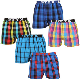 5PACK pánské trenky Styx sportovní guma vícebarevné (5B0112346) XL