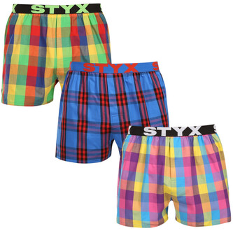 3PACK pánské trenky Styx sportovní guma vícebarevné (3B010205) M