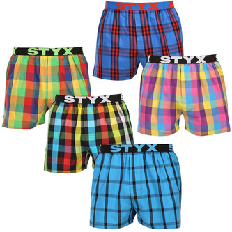 5PACK pánské trenky Styx sportovní guma vícebarevné (5B0112456) XL