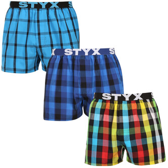 3PACK pánské trenky Styx sportovní guma vícebarevné (3B010106) L