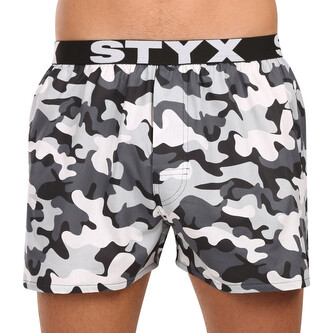 Pánské trenky Styx art sportovní guma maskáč šedý (B1952) M