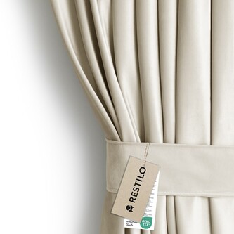 Závěs s kroužky AmeliaHome Velvet světle béžový , velikost 140x245