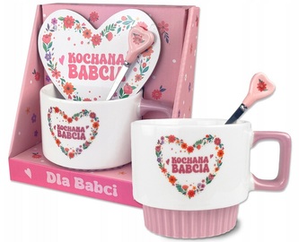 Zestaw kubek, łyżeczka i podkładka, Kochana Babcia