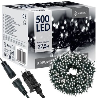 LED světelný řetěz - 27,5m 500LED 8-funkcí IP44 studená bílá