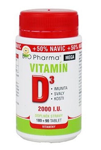 Vitamín D3 Mega 2000IU 180+90tbl Bio Pharma